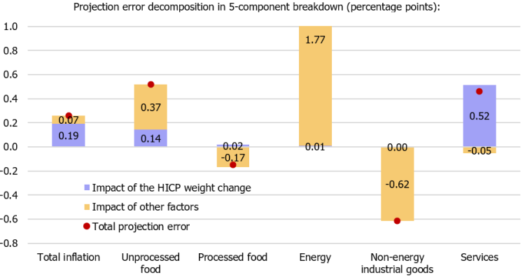 Figure 5. Inflation projections error decomposition in January 2021 (percentage points)