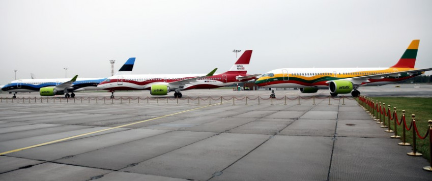 Illustrative picture with aircrafts painted in national flags of three Baltic countries