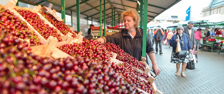 Illustrative photo woman selling cherries