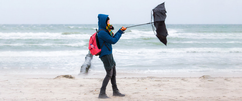 Illustrative photo woman in storm