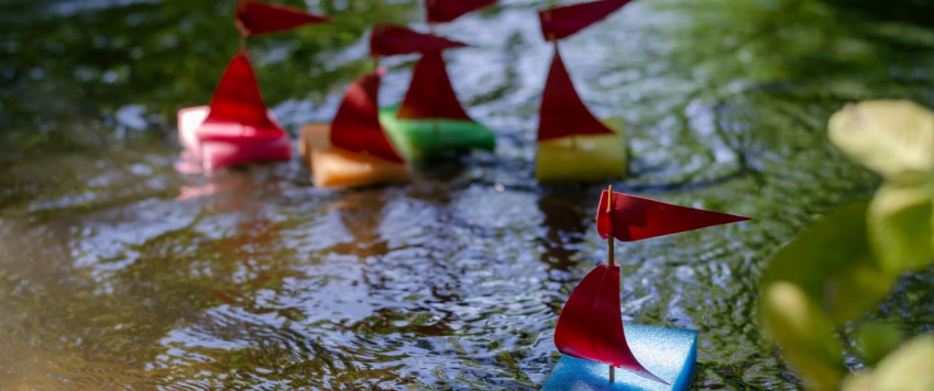 Illustrative little paper boats