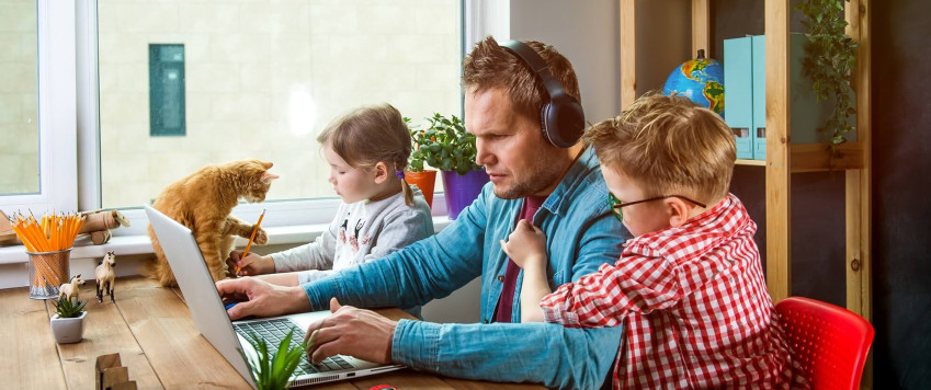 Illustrative photo dad with kids