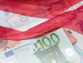 Illustrative picture money and flag of Latvia