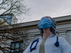 Sculpture 'Medics to the World' honouring the health care workers battling Covid-19