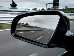 the rear-view mirror 