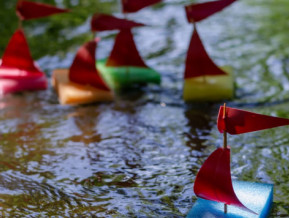 Illustrative little paper boats