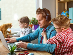 Illustrative photo dad with kids